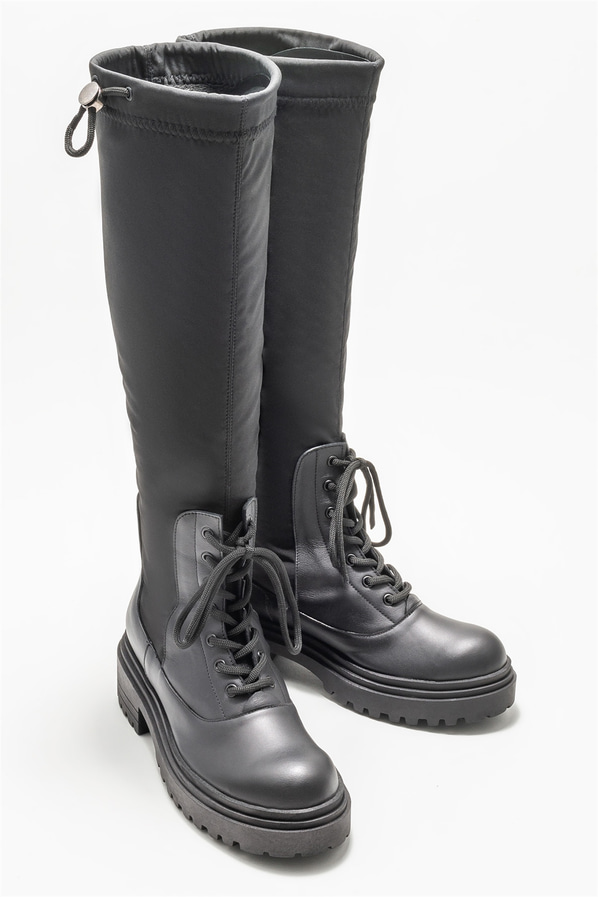 Siyah düz kadın çizme - Elle Shoes
