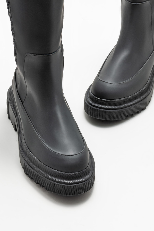 Siyah düz kadın çizme - Elle Shoes