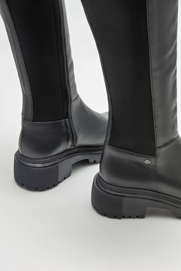 Siyah düz kadın çizme - Elle Shoes