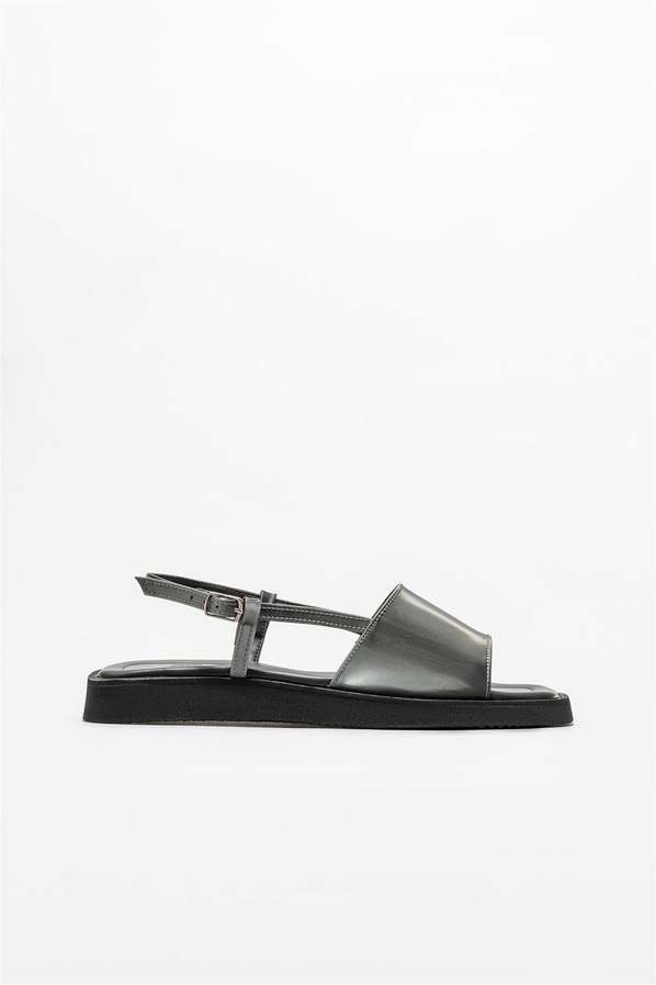 Siyah düz kadın sandalet - Elle Shoes