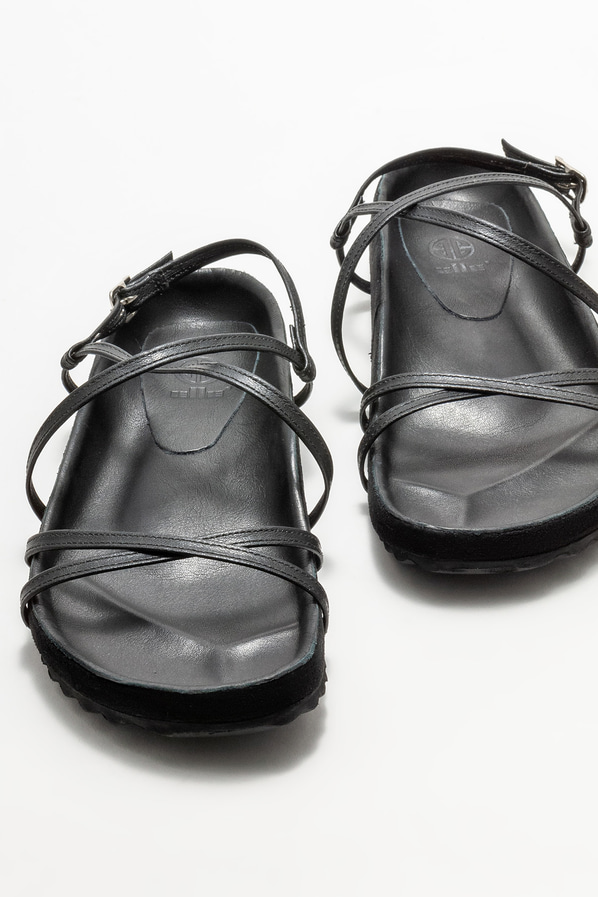 Siyah düz kadın sandalet - Elle Shoes