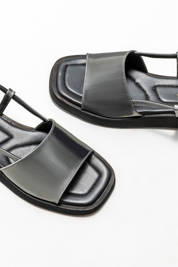 Siyah düz kadın sandalet - Elle Shoes