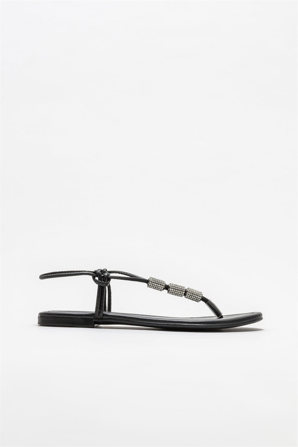 Siyah düz kadın sandalet - Elle Shoes