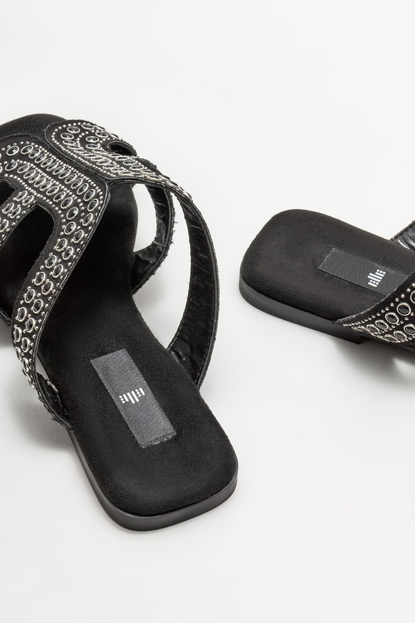 Siyah düz kadın terlik - Elle Shoes