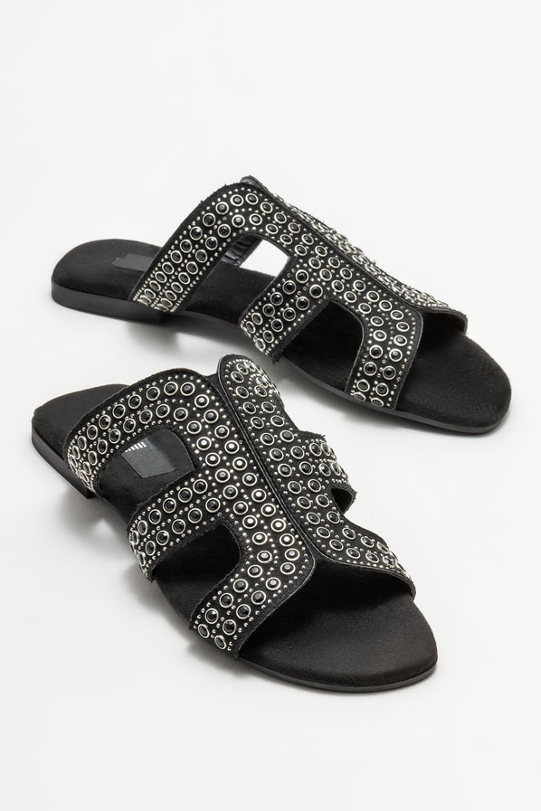 Siyah düz kadın terlik - Elle Shoes
