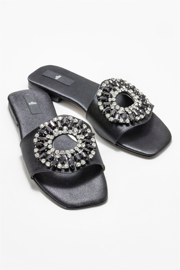 Siyah düz kadın terlik - Elle Shoes
