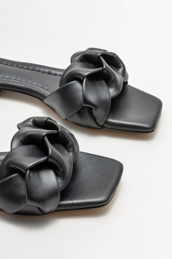 Siyah düz kadın terlik - Elle Shoes
