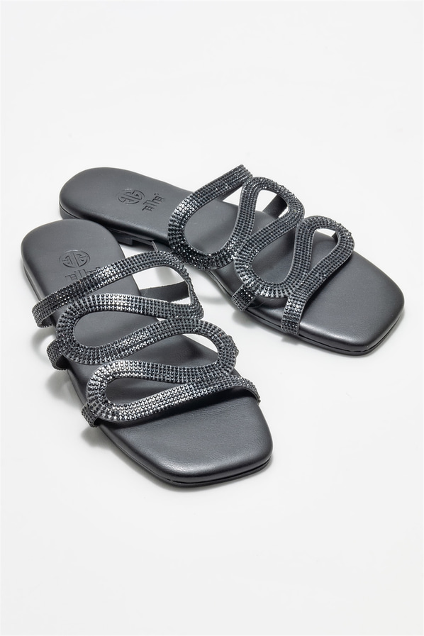 Siyah düz kadın terlik - Elle Shoes
