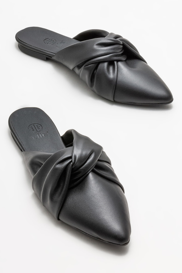 Siyah düz kadın terlik - Elle Shoes