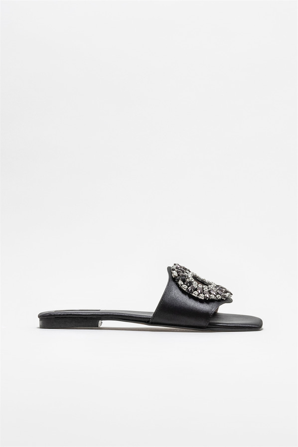 Siyah düz kadın terlik - Elle Shoes