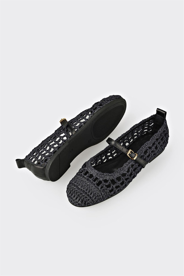 Siyah kadın babet, günlük kullanım için - Elle Shoes
