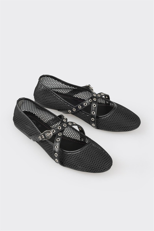 Siyah kadın babet, günlük kullanım için - Elle Shoes