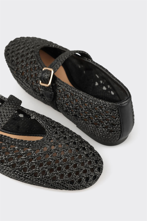 Siyah kadın babet, ofis stili için - Elle Shoes