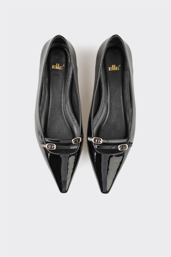 Siyah kadın düz ayakkabı, günlük kullanım için - Elle Shoes