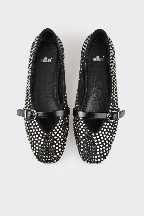 Siyah kadın babet, günlük kullanım için - Elle Shoes