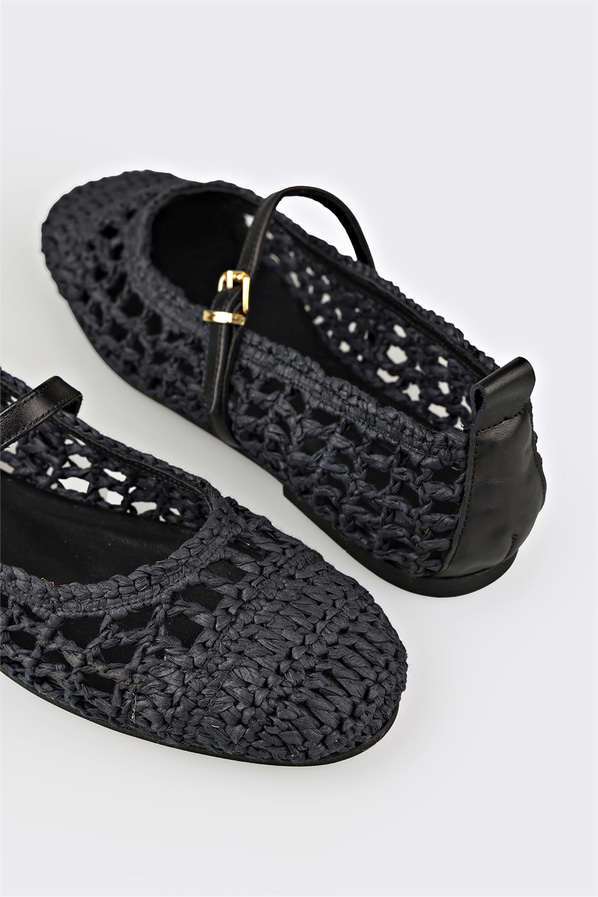 Siyah kadın babet, günlük kullanım için - Elle Shoes