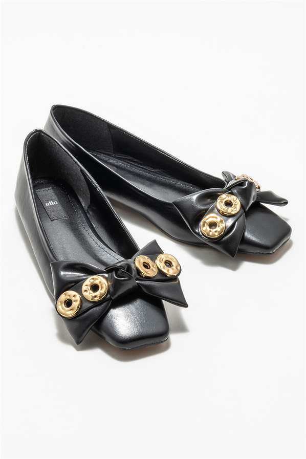 Siyah kadın günlük ayakkabı, günlük kullanım için - Elle Shoes