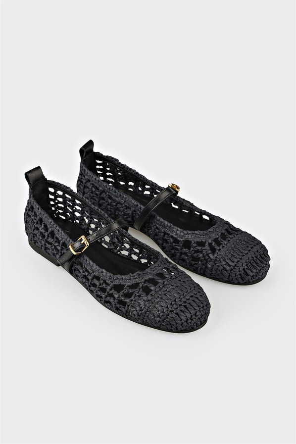 Siyah kadın babet, günlük kullanım için - Elle Shoes