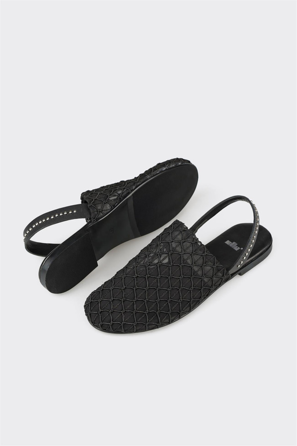 Siyah kadın düz sandalet, günlük kullanım için - Elle Shoes