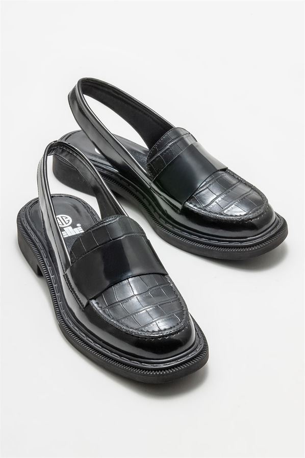 Siyah düz kadın ayakkabı, günlük kullanım için - Elle Shoes