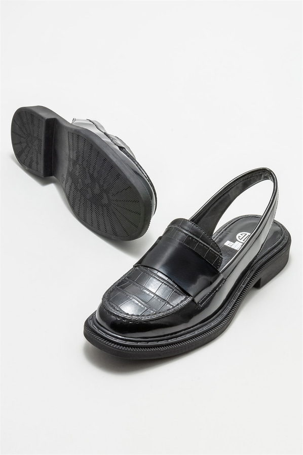 Siyah düz kadın ayakkabı, günlük kullanım için - Elle Shoes