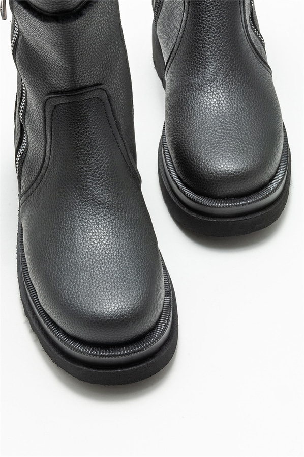 Siyah düz kadın bot, günlük kullanım için - Elle Shoes