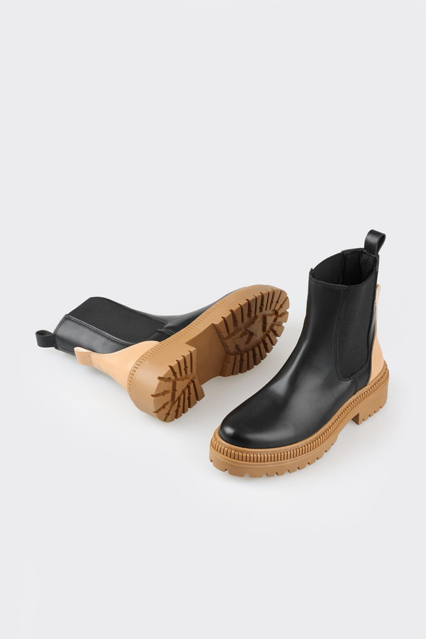 Siyah düz kadın chelsea bot, günlük kullanım için - Elle Shoes