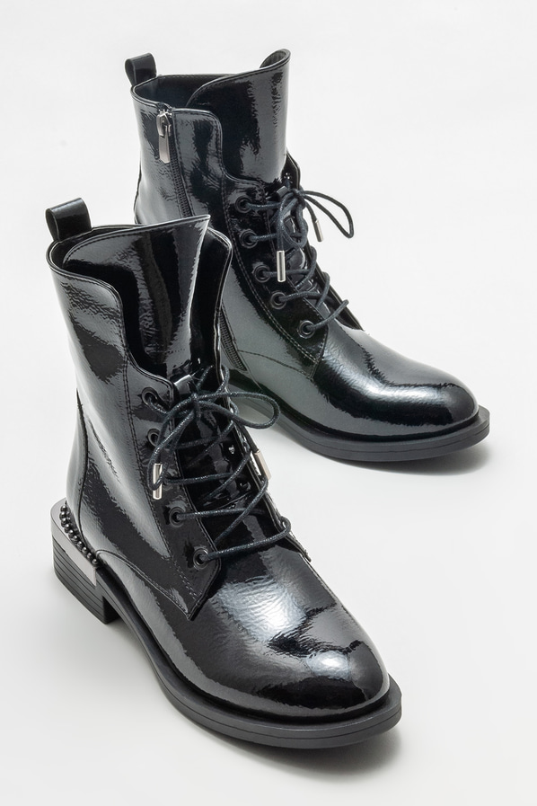 Siyah düz kadın bot, günlük kullanım için - Elle Shoes