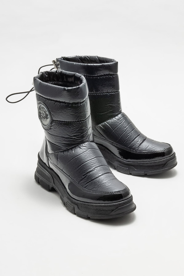 Siyah düz kadın bot, günlük kullanım için - Elle Shoes