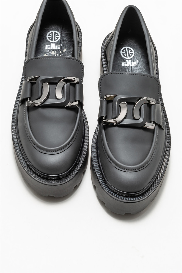 Siyah kadın loafer, günlük kullanım için - Elle Shoes