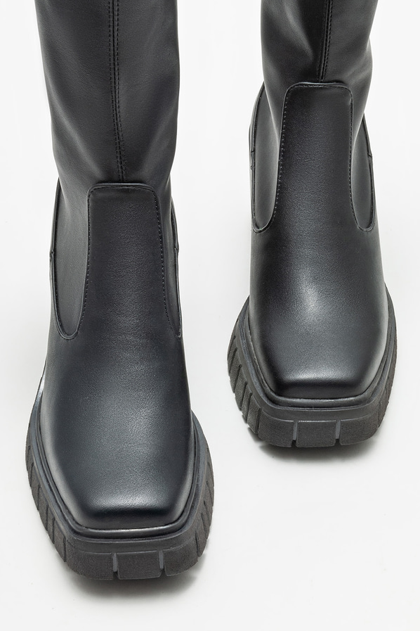 Siyah topuklu kadın bot, günlük kullanım için - Elle Shoes