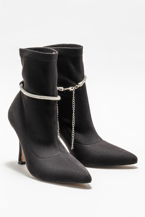 Siyah topuklu kadın bot, klasik stil için - Elle Shoes
