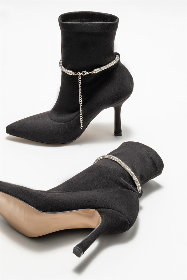 Siyah topuklu kadın bot, klasik stil için - Elle Shoes