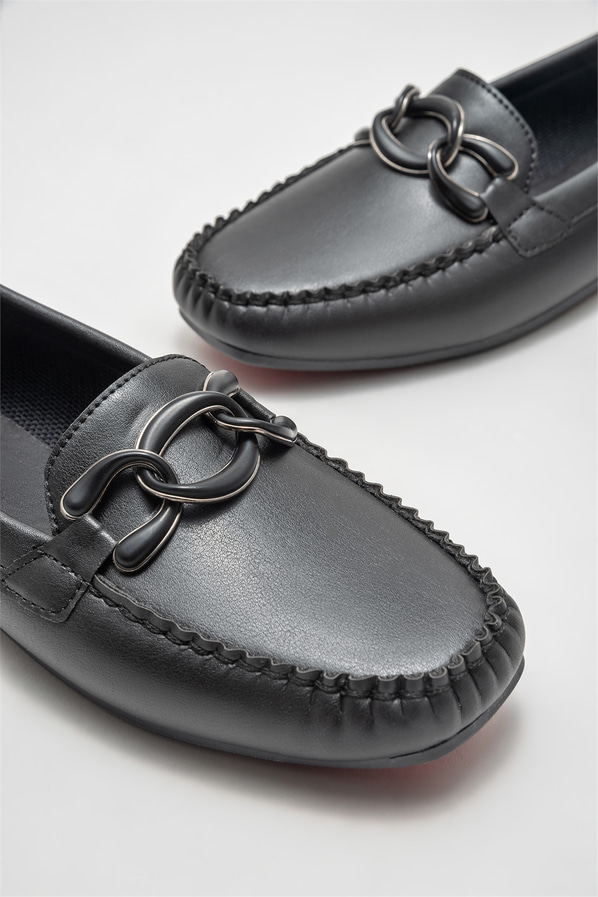 Siyah kadın loafer - Elle Shoes