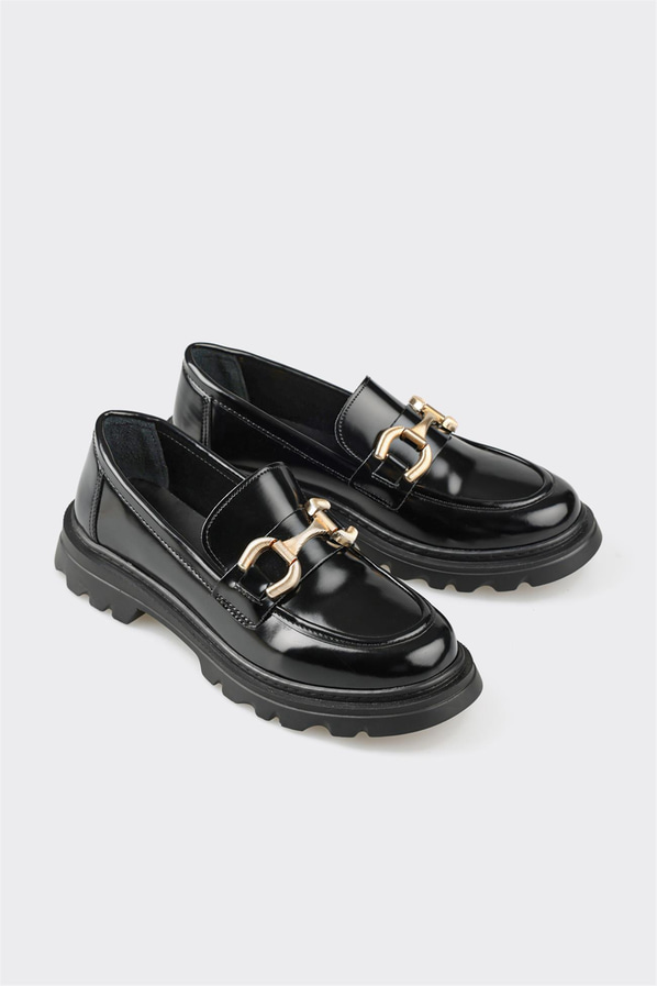 Siyah kadın loafer - Elle Shoes
