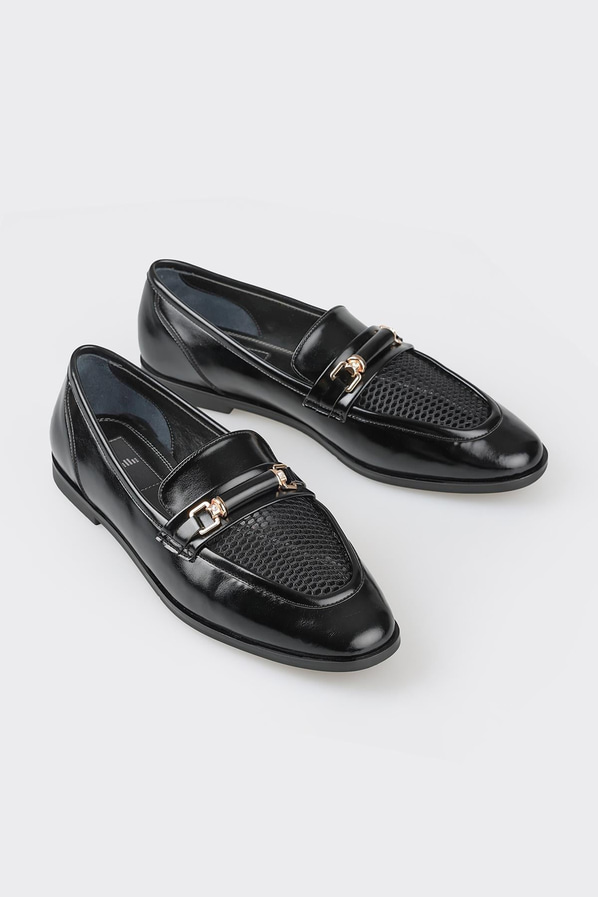 Siyah kadın loafer - Elle Shoes