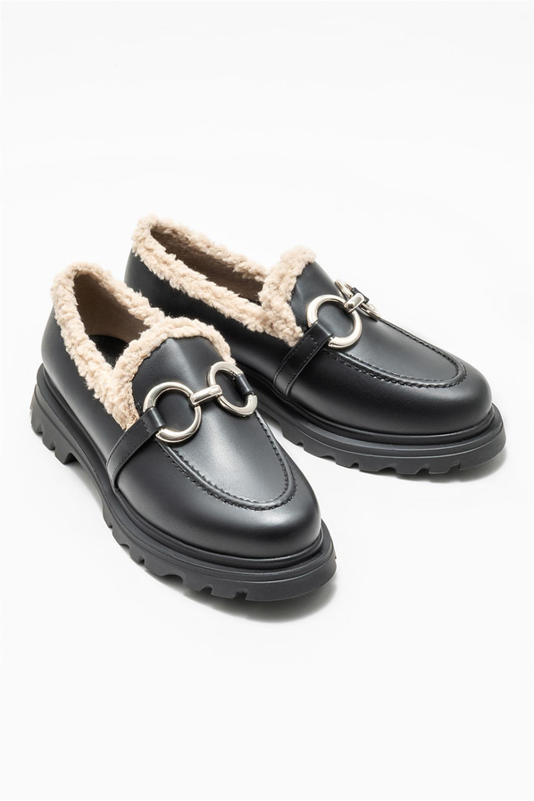 Siyah kadın loafer - Elle Shoes