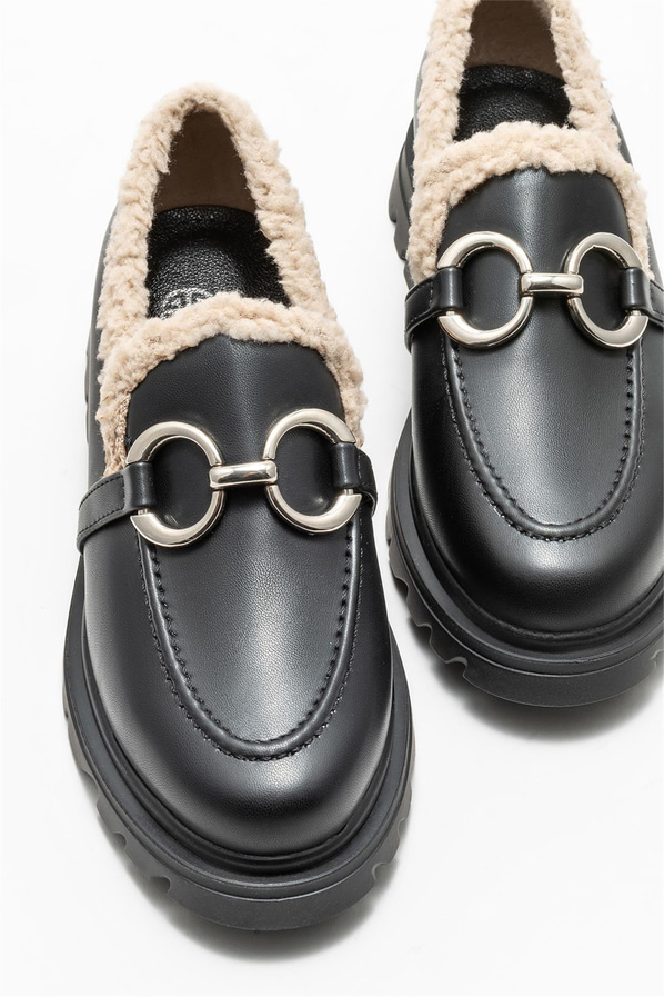 Siyah kadın loafer - Elle Shoes