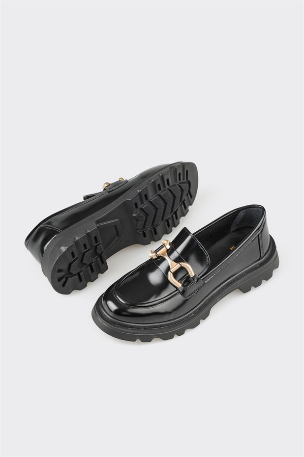 Siyah kadın loafer - Elle Shoes