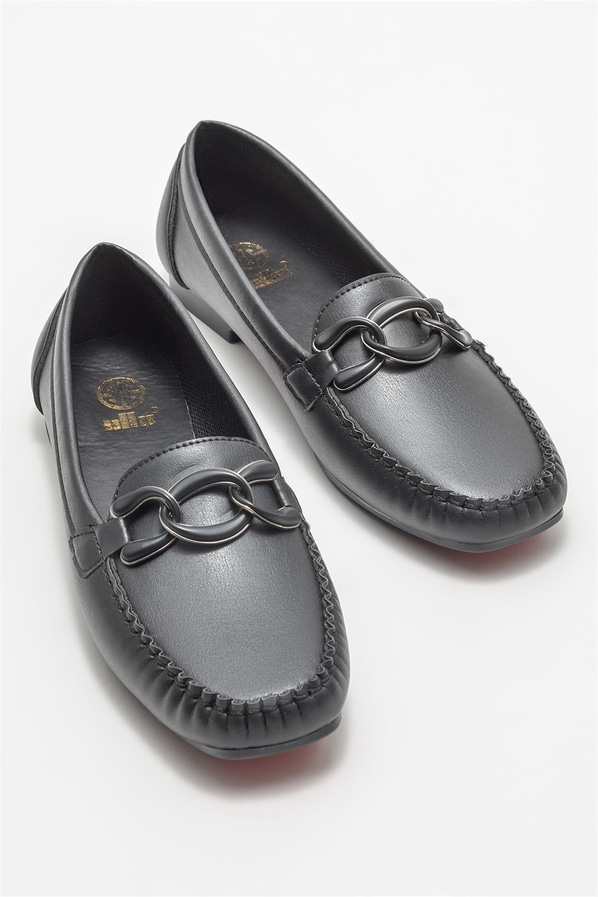 Siyah kadın loafer - Elle Shoes