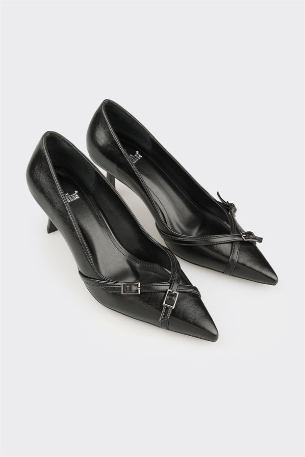Siyah Kadın Orta Topuk Ayakkabı