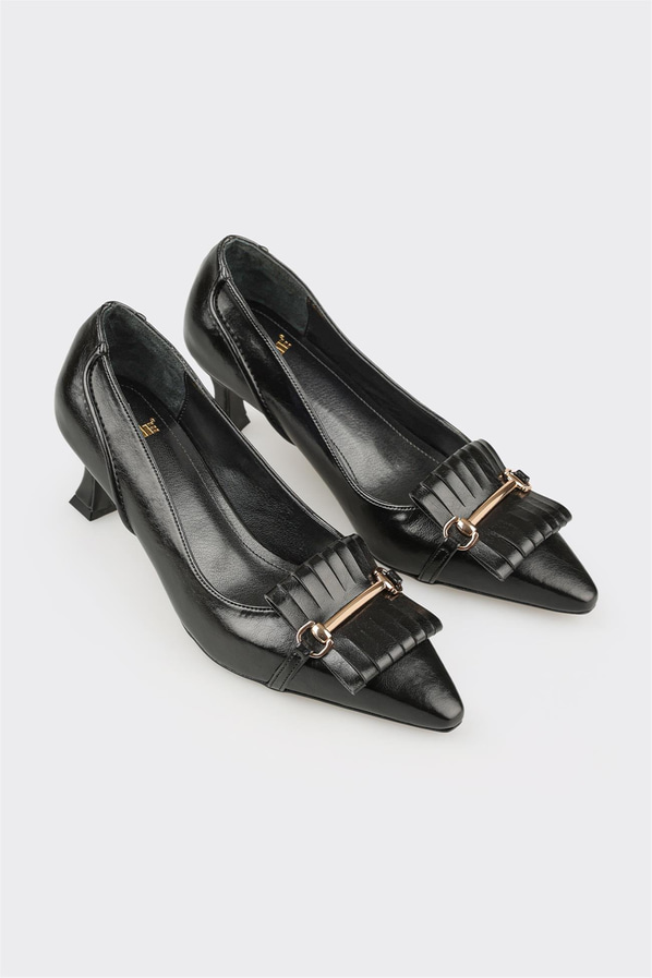 Siyah Kadın Orta Topuk Ayakkabı