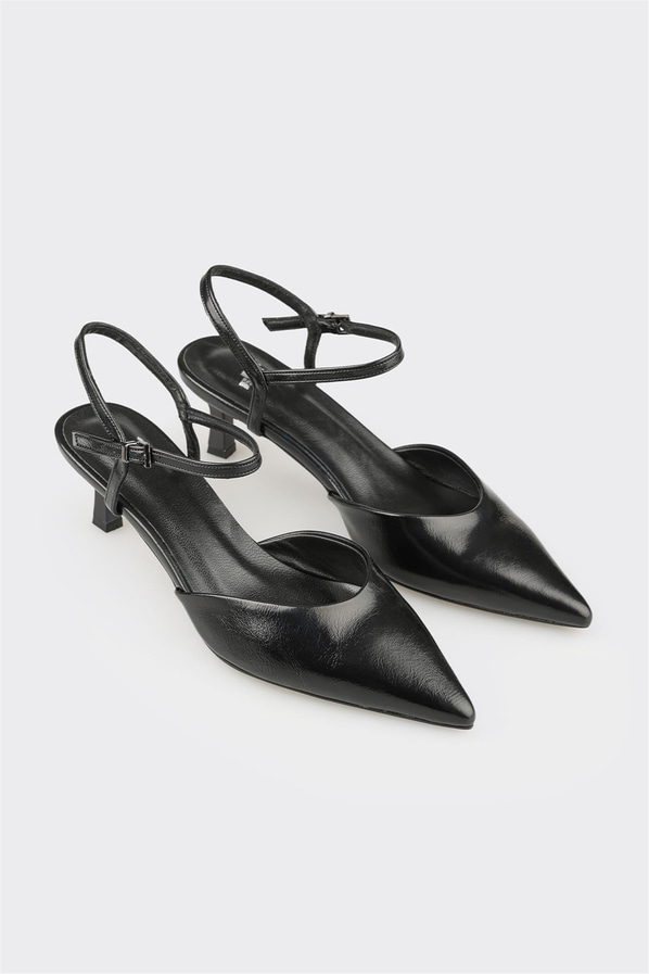 Siyah Kadın Orta Topuk Ayakkabı