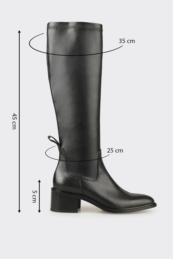 Siyah Kadın Orta Topuk Çizme