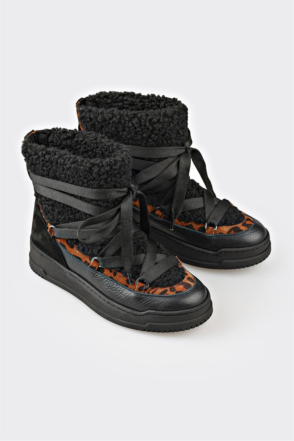 Siyah süet kadın bot, rahat kullanım için - Elle Shoes