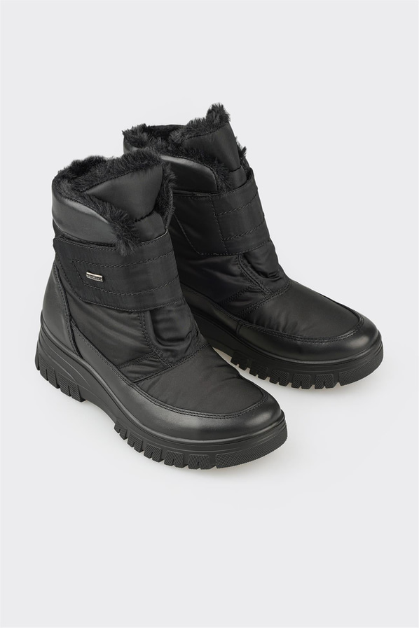 Siyah simli örgü dokulu kadın bot, rahat kullanım için - Elle Shoes