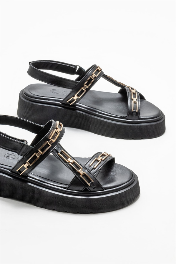 Siyah kadın sandalet - Elle Shoes