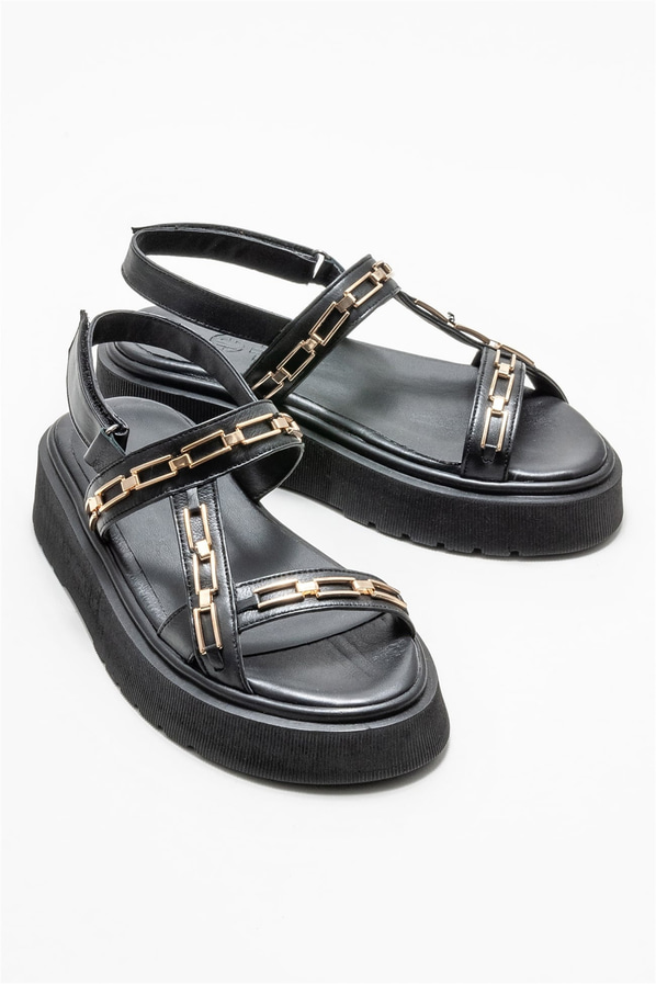 Siyah kadın sandalet - Elle Shoes