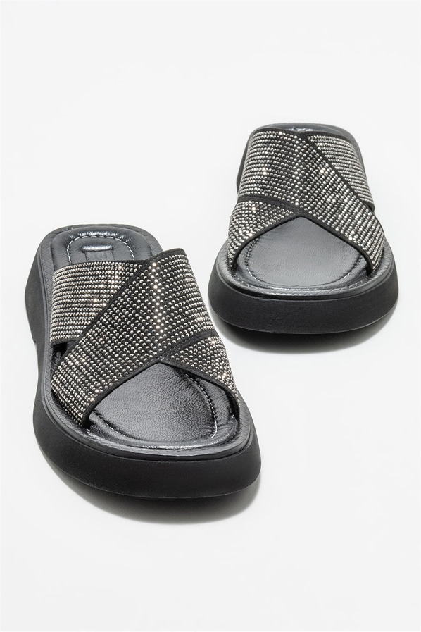 Siyah kadın düz terlik - Elle Shoes