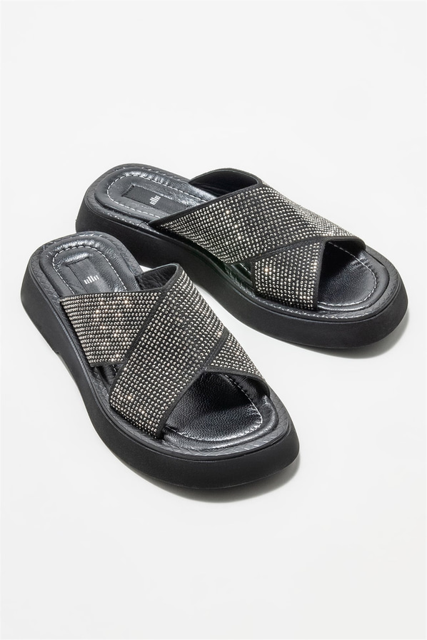 Siyah kadın düz terlik - Elle Shoes